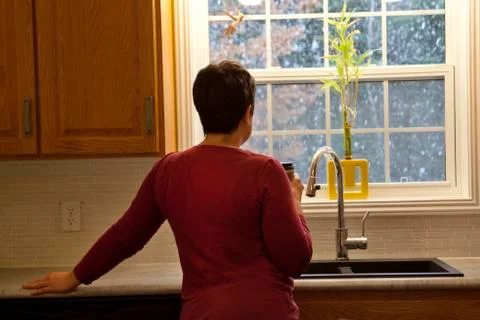 Content at home in winter Stock Photos