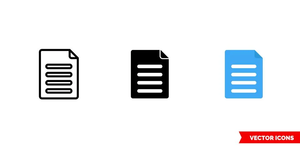 Content icon of 3 types color, black and white, outline. Isolated vector sign Stock Illustration