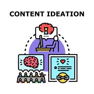 Content ideation process creating marketing strategy and development Illustrazione stock