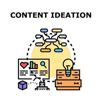 Content ideation process developing new creative ideas Stock Illustration