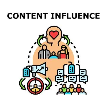 Content influence marketing achieving target audience engagement Ilustração Stock