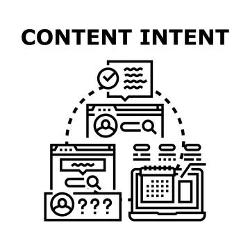 Content intent research finding user searching information Stock Illustration