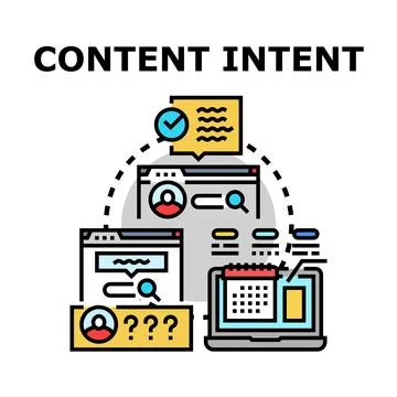 Content intent research finding user searching information Stock Illustration