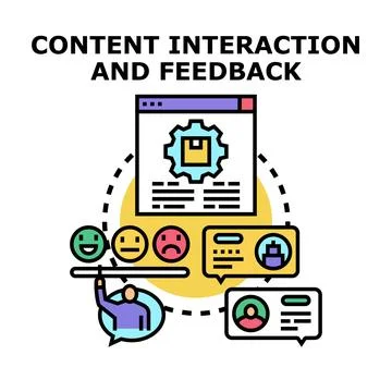 Content interaction and customer feedback concept vector Stock Illustration