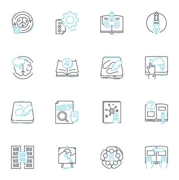 Content interaction linear icons set. Clicks, Engagement, Views, Shares, Likes Illustration
