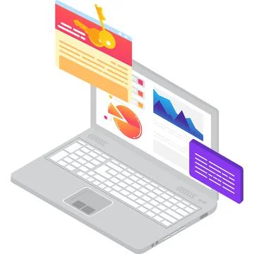 Content key page vector 3d computer icon Stock Illustration