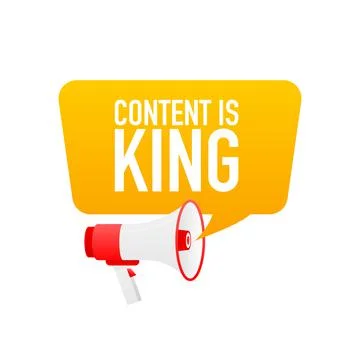 Content is king, flat icon, on a white background. Vector stock illustration. Illustrazione stock