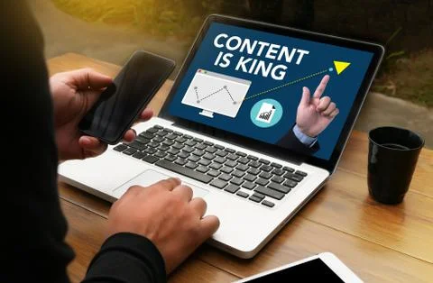 CONTENT IS KING  seo search engine optimization and content marketing concept Stock Photos