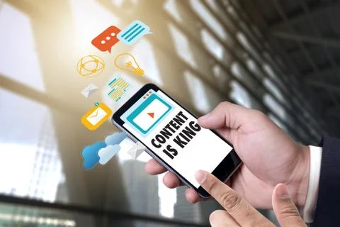 CONTENT IS KING seo search engine optimization and content marketing concept Stock Photos