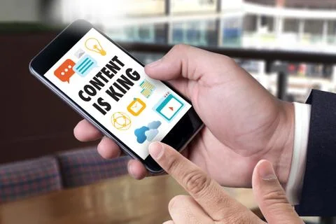 CONTENT IS KING seo search engine optimization and content marketing concept Stock Photos