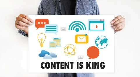 CONTENT IS KING seo search engine optimization and content marketing concept Stock Photos