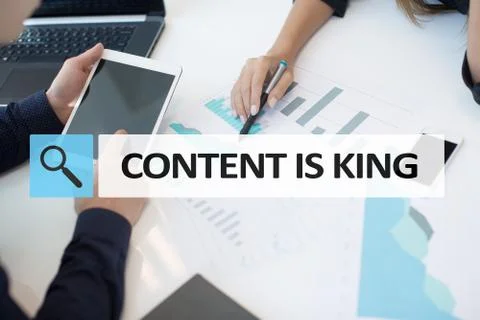 Content is king text in search bar. Business, technology and internet concept Фото