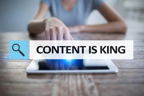 Content is king text in search bar. Business, technology and internet concept Stock-Fotos