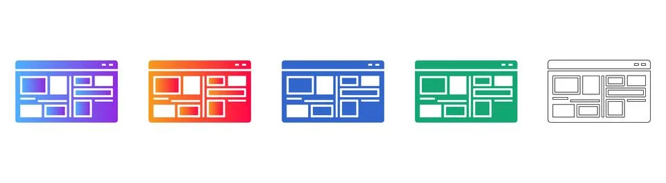 Content Layout Grid Icon Set Stock Illustration