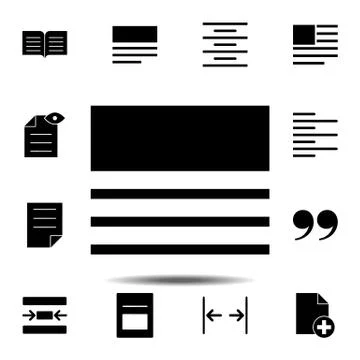 Content, layout, text icon. Simple glyph, flat vector of Text editor set icon Stock Illustration