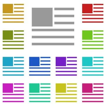 Content, layout, text multi color icon. Simple thin line, outline vector of T Stock Illustration