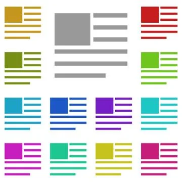 Content, layout, text multi color icon. Simple thin line, outline vector of T Stock Illustration