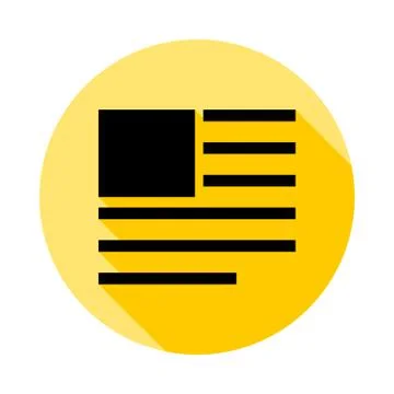 Content, layout, text outline icon in long shadow style Illustrazione stock