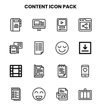 Content Line Collection Icons Pack Stock Illustration