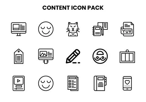 Content Line Set Icons Pack Stock Illustration