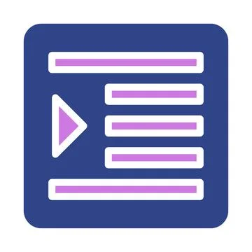 Content List Icon With Triangle Arrow and Lines 스톡 일러스트
