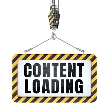 Content Loading concept. Sign with crane hook. 3D rendering Illustrazione stock