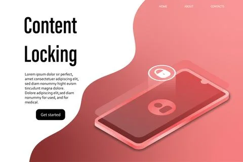 Content locking for web design. Online technology concept vector illustration Illustrazione stock