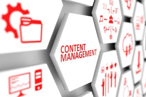 Content management concept cell blurred background 3d illustration Stock Illustration