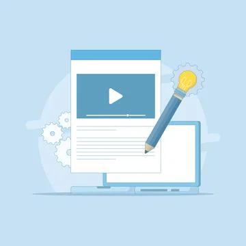 Content Management Concept. creating, managing and editing online content. Illustrazione stock