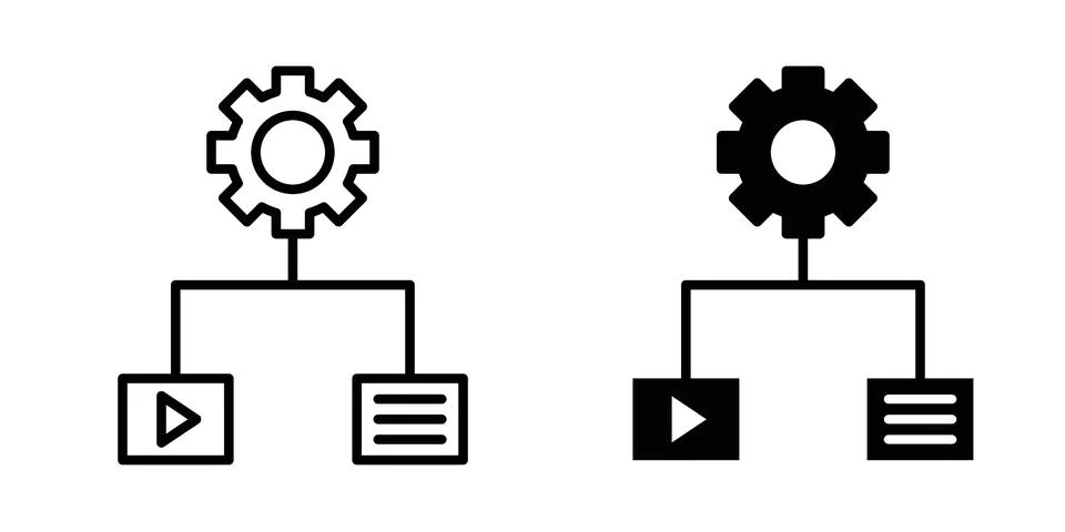 Content management icon vector concepts, line and silhouette style Stock Illustration