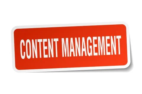 Content management square sticker on white Stock Illustration