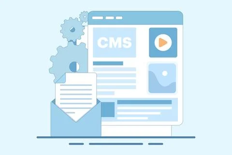 Content management system administration concept cms. CMS. Blog, Blogger. Illustrazione stock