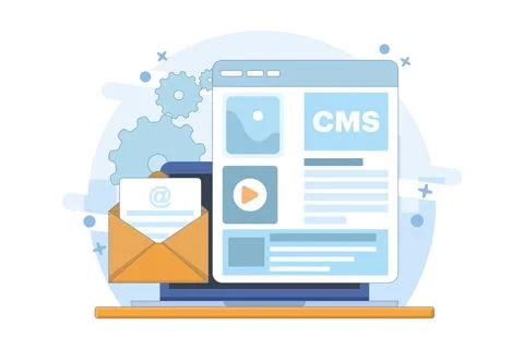 Content management system administration concept cms. CMS. Blog, Blogger. Illustrazione stock