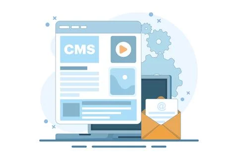 Content management system administration concept cms. CMS. Blog, Blogger. Stock Illustration