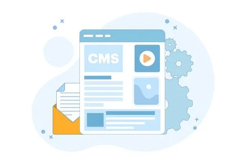 Content management system administration concept cms. CMS. Blog, Blogger. Illustrazione stock