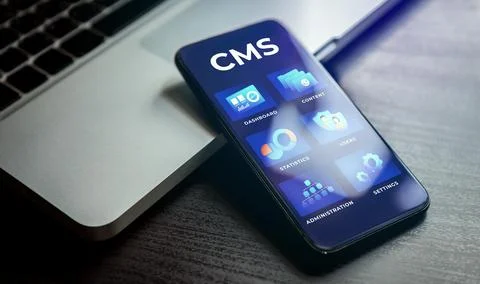 Content management system - CMS acronym concept. Website management software for Stock Photos