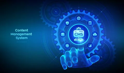 Content Management System concept. CMS. Website and document management, web  Stockillustratie