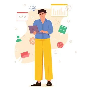 Content management system concept design or CMS concept design. Software Illustrazione stock