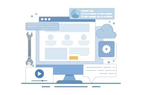 Content management system concept, website CMS, CMS development. Stock Illustration