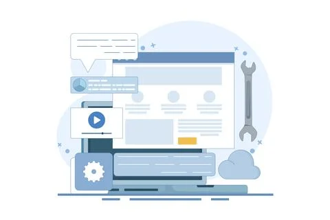 Content management system concept, website CMS, CMS development. Stock Illustration