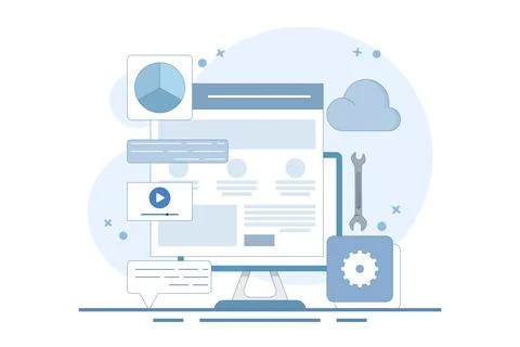 Content management system concept, website CMS, CMS development. Stock Illustration