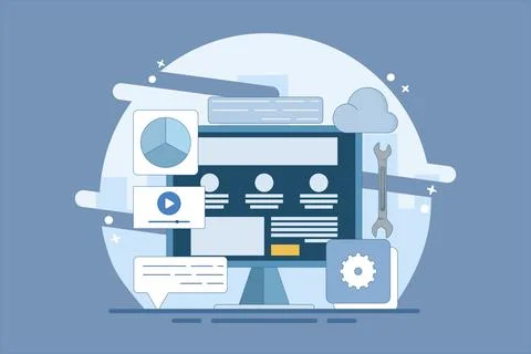 Content management system concept, website CMS, CMS development. Stock Illustration