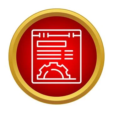 Content management system configuration settings icon on red button Stock Illustration