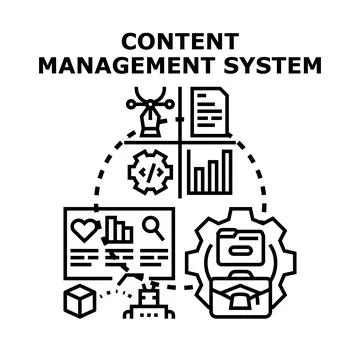Content management system creating and organizing digital data イラスト素材