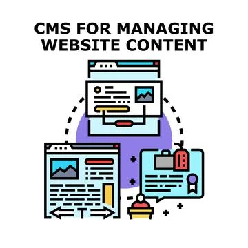 Content management system creating digital website experience Stock Illustration