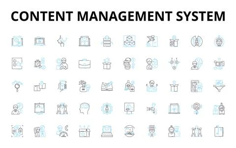 Content management system linear icons set. Database, Interface, Template Stock Illustration
