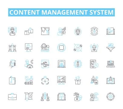 Content management system linear icons set. Database, Interface, Template Stock Illustration