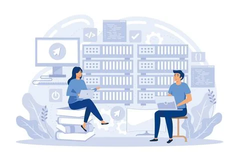 Content management system. Software engineering, database programming. CMS .. Illustrazione stock