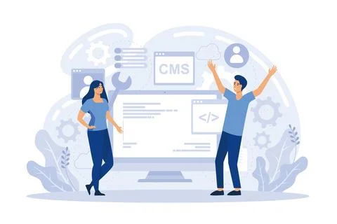 Content management system. Software engineering, database programming. CMS .. Stock Illustration