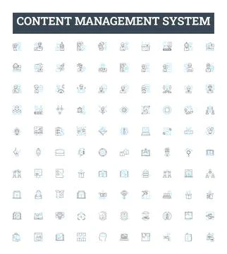Content management system vector line icons set. CMS, Content, Management Stock Illustration